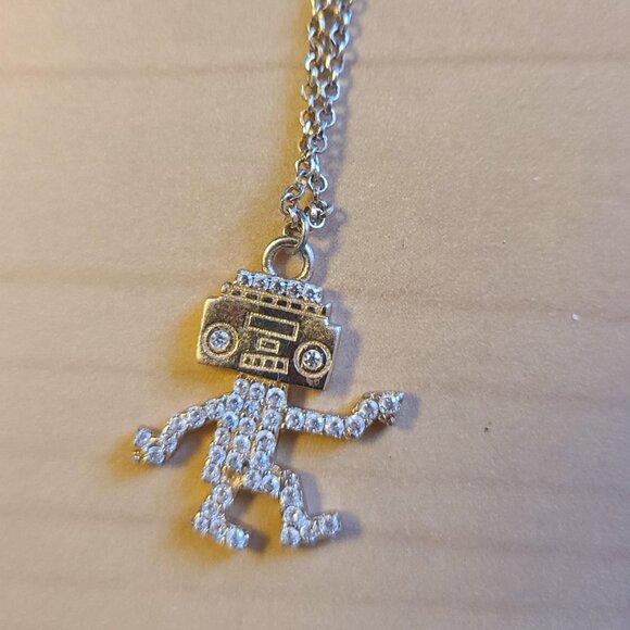 APM Monaco Crystal Dancing Robot Necklace - Picture 1 of 4